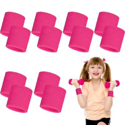 Bememo 12 Pcs 2.36 Inch Neon Sport Wristbands for Women Men, Rose Pink