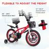 BABY JOY Kids Bike, 16 Inches Child Bike for 4-7 Years Old with Adjustable Height, Training Wheels, Storage Basket, Handbrake & Coaster Brake, Kids Bicycle for Girls Boys (Rabbit Pilot, Red) view 3