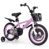 BABY JOY Kids Bike, 16 Inches Child Bike for 4-7 Years Old with Adjustable Height, Training Wheels, Storage Basket, Handbrake & Coaster Brake, Kids Bicycle for Girls Boys (Rabbit Pilot, Purple) view 1