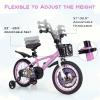 BABY JOY Kids Bike, 16 Inches Child Bike for 4-7 Years Old with Adjustable Height, Training Wheels, Storage Basket, Handbrake & Coaster Brake, Kids Bicycle for Girls Boys (Rabbit Pilot, Purple) view 3