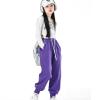 MINI PANDA Girl's Lightweight Drawstring Sweatpants Jogger Pants with Pockets,360 Grams of Soft 100% Cotton Jogging Pants,Medium Thickness Purple view 1
