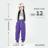 MINI PANDA Girl's Lightweight Drawstring Sweatpants Jogger Pants with Pockets,360 Grams of Soft 100% Cotton Jogging Pants,Medium Thickness Purple view 3