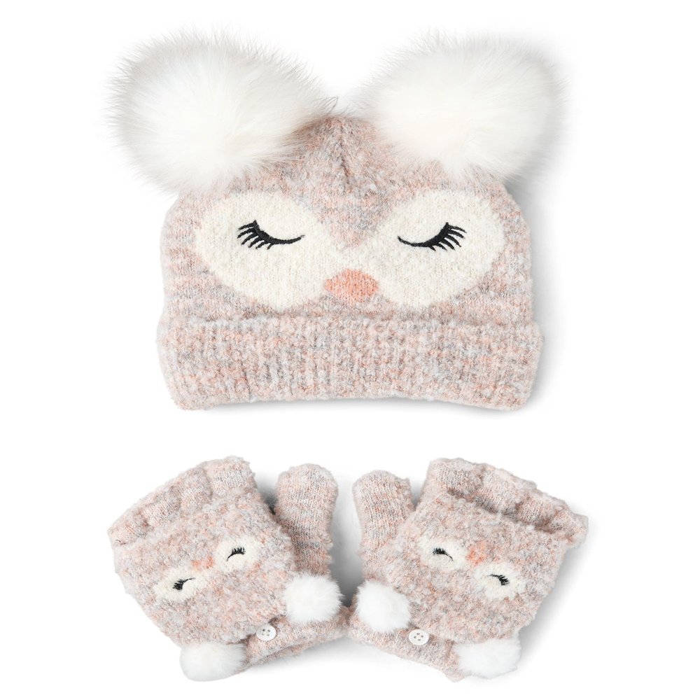 The Children's Place,Girls,Winter Hat and Mittens Cold Weather Set,Owl Set,8 Years,12 Years