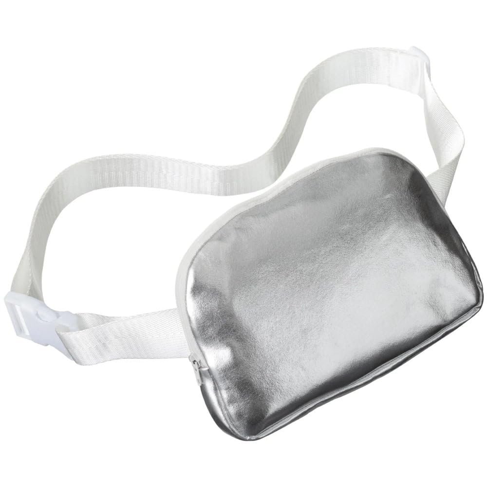 Amscan Stylish Silver Belt Bag - 8.5" x 10.5" (1 Pc.) - Perfect for Daily Use, Outdoor Activities, Gym Workouts, Running & More