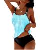 Tankini Swimsuits for Women Two Piece Ruched Drawstring Bathing Suit Tops Tummy Control Flowy Vacation Swimwears Bathing Suits Tummy Control Blue 2X view 1