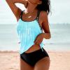 Tankini Swimsuits for Women Two Piece Ruched Drawstring Bathing Suit Tops Tummy Control Flowy Vacation Swimwears Bathing Suits Tummy Control Blue 2X view 2