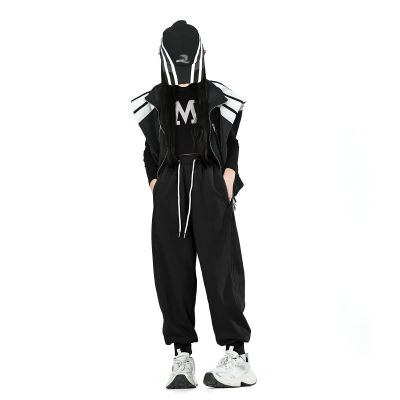 MINI PANDA Girl's Lightweight Drawstring Sweatpants Jogger Pants with Pockets,360 Grams of Soft 100% Cotton Jogging Pants,Medium Thickness Black