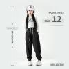 MINI PANDA Girl's Lightweight Drawstring Sweatpants Jogger Pants with Pockets,360 Grams of Soft 100% Cotton Jogging Pants,Medium Thickness Black view 3