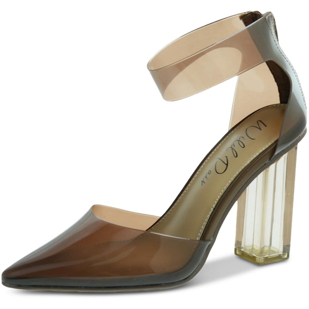 Wild Pair Womens Dellie Ankle Strap Pointed Toe Pumps Brown 7 Medium (B,M)