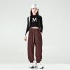 MINI PANDA Girl's Lightweight Drawstring Sweatpants Jogger Pants with Pockets,360 Grams of Soft 100% Cotton Jogging Pants,Medium Thickness Brown view 3