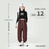 MINI PANDA Girl's Lightweight Drawstring Sweatpants Jogger Pants with Pockets,360 Grams of Soft 100% Cotton Jogging Pants,Medium Thickness Brown view 4
