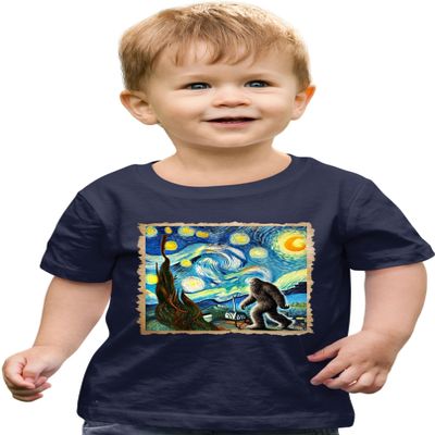 2T Navy Toddler The Lost Original - Bigfoot Starry Night Van Gogh Toddler T-Shirt