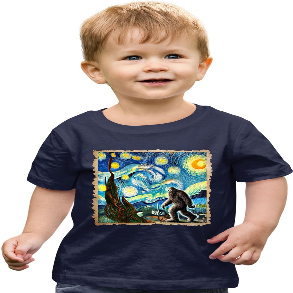 2T Navy Toddler The Lost Original - Bigfoot Starry Night Van Gogh Toddler T-Shirt