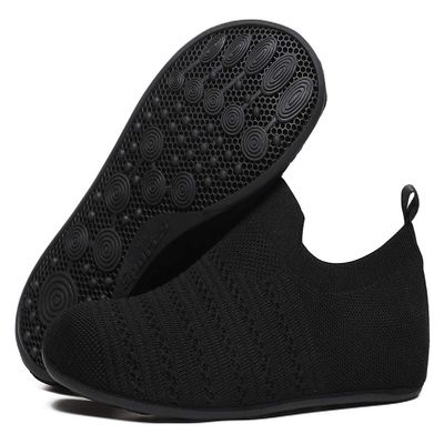 ZhaaDee Womens Mens Slippers with Rubber Sole Ultra-Lightweight House Slipper Socks Around House Floor Shoes Non Slip Indoor&Outdoor (ZD20002AllBlack37)