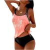 Generic Tankini Swimsuits for Women Two Piece Ruched Drawstring Bathing Suit Tops Tummy Control Flowy Vacation Swimwears womens plus size bathing suit Pink L view 1