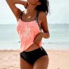 Generic Tankini Swimsuits for Women Two Piece Ruched Drawstring Bathing Suit Tops Tummy Control Flowy Vacation Swimwears womens plus size bathing suit Pink L view 2