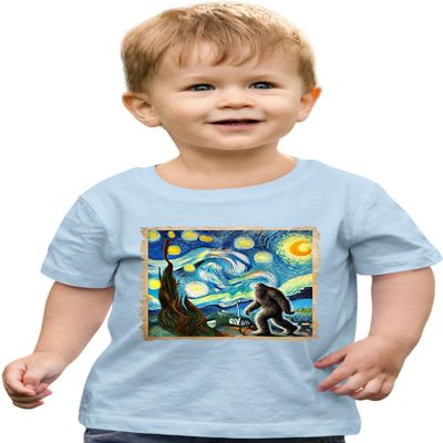 4T Light Blue Toddler The Lost Original - Bigfoot Starry Night Van Gogh Toddler T-Shirt