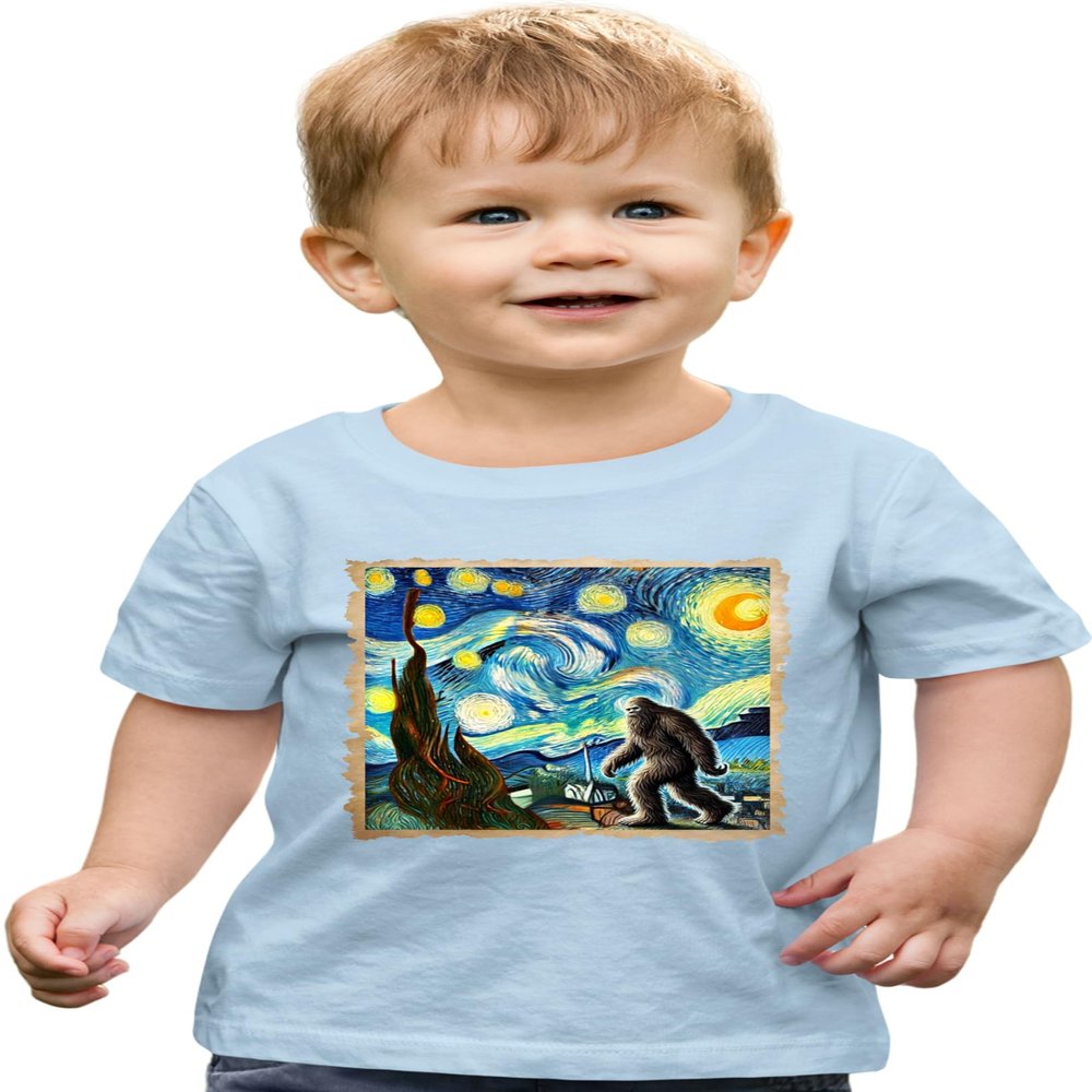 4T Light Blue Toddler The Lost Original - Bigfoot Starry Night Van Gogh Toddler T-Shirt