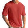Finelylove Buy Again Orders My Past Orders T Shirts for Man Crochet Knitted T Shirt Crew Neck Short Sleeve Summer Beach Waffle Textured Tops Casual Summer T Shirts for Men Casual Red 2XL view 1