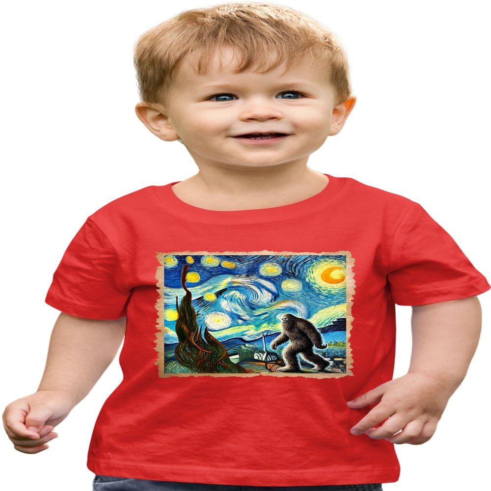 5T Red Toddler The Lost Original - Bigfoot Starry Night Van Gogh Toddler T-Shirt
