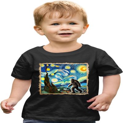 4T Black Toddler The Lost Original - Bigfoot Starry Night Van Gogh Toddler T-Shirt