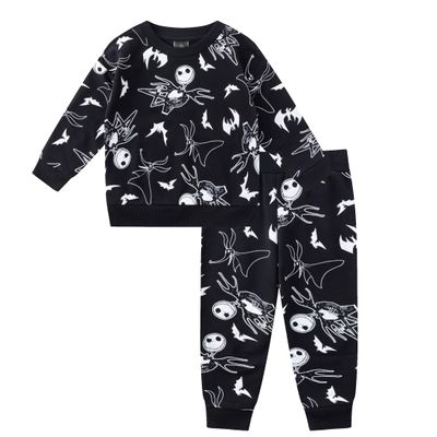 Disney Nightmare Before Christmas Jack Skellington Boys Fleece Sweatshirt and Pants Set for Toddler and Big Kids