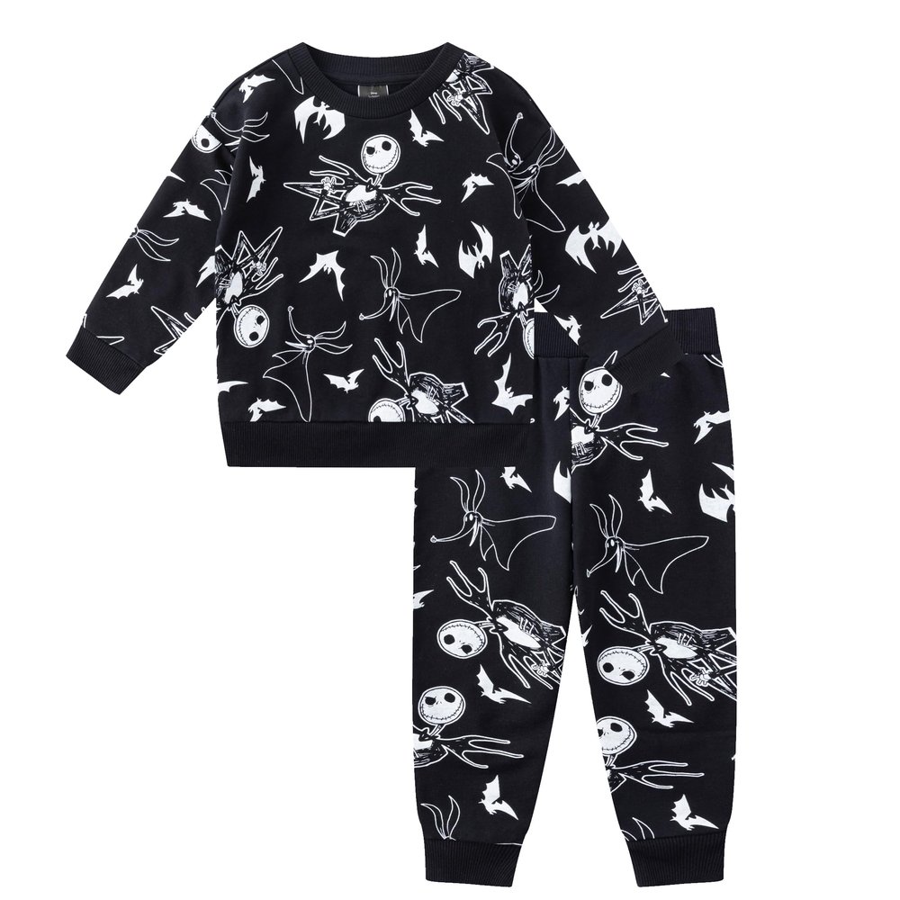 Disney Nightmare Before Christmas Jack Skellington Boys Fleece Sweatshirt and Pants Set for Toddler and Big Kids
