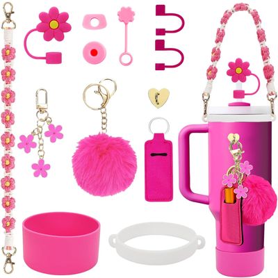 3tyto Stanley Cup Accessories Set Including 1 Pcs Water Bottle Handle Strap, 1 Pcs Siliocne Stanley Cup Boot, 1 Pcs Siliocne Straw Cover, 2 Pcs Stanley Charms for Stanley Cup 40oz & 30oz Tumbler