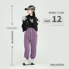MINI PANDA Girl's Lightweight Drawstring Sweatpants Jogger Pants with Pockets,360 Grams of Soft 100% Cotton Jogging Pants,Medium Thickness Violet view 3