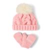 The Children's Place,Unisex Baby,and Toddler Winter Hat and Mittens Cold Weather Set,Fuzzy Pink Cable Set,12 Months,24 Months view 1