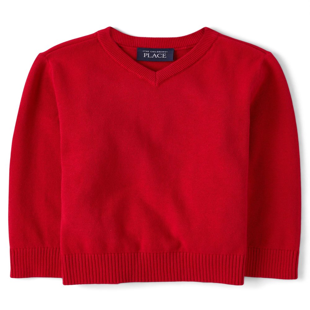 The Children's Place,Baby-Boys,and Toddler Pullover V-Neck Sweater,Classic Red,12 Months,18 Months