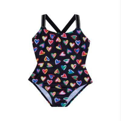 Gottex Girls Kids Toddler and Little Hearts Rainbow Print Colorful One Piece Swimsuit