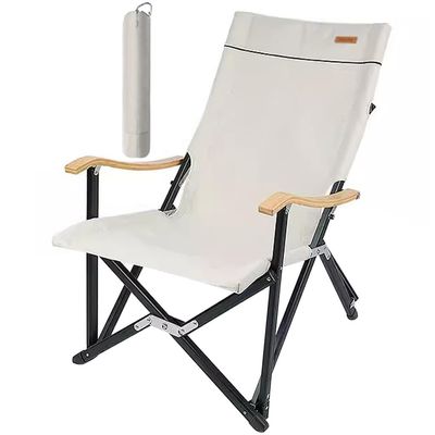 Camping Chair Outdoor Comfortable High Back Camp Chair, Lightweight and Foldable Sports Chair with Storage Bag, Load-Bearing 200kg/440.9lbs(Ivory White)
