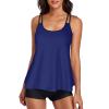 ZYXTIM Women Two Piece Tankini Swimsuits Blouson Modest Swim Top Boyshort Bathing Suits A-Blue view 1