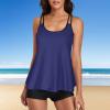 ZYXTIM Women Two Piece Tankini Swimsuits Blouson Modest Swim Top Boyshort Bathing Suits A-Blue view 2