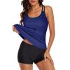 ZYXTIM Women Two Piece Tankini Swimsuits Blouson Modest Swim Top Boyshort Bathing Suits A-Blue view 3