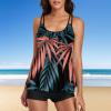 ZYXTIM Two Piece Tankini Swimsuits for Women Tummy Control Bathing Suit with Shorts Athletic Swimwear C-Green view 2