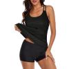 ZYXTIM Womens Tankini Bathing Suits with Skirt Two Piece Tummy Control Swimsuits Ladies Swimwear A-Black view 3