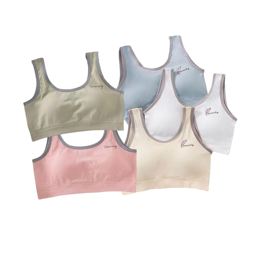 Girls Training Bra,Beginner Bras for Girls with Pads,Teen Bras for Girls Ages (US, Age, 12 Years, 14 Years, Mix Color 5pack)