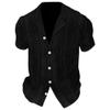 Maiyifu-GJ Men's Summer Casual Shirts Slim Fit Stretch Button Down Shirts Gym Workout Athletic Short Sleeve Dress Shirt (Black,Small)