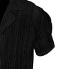 Maiyifu-GJ Men's Summer Casual Shirts Slim Fit Stretch Button Down Shirts Gym Workout Athletic Short Sleeve Dress Shirt (Black,Small) view 3