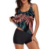 ZYXTIM Womens Athletic 3 Piece Tankini Swimsuits with Shorts Swim Tank Tops with Sports Bra and Boyshorts Bathing Suits C-Green view 3