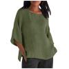 slqdgmryz Linen Tops for Women 3/4 Sleeve Plus Size Crew Neck T Shirts Loose Fit Three Quarter Length Dressy Blouses Summer Shirts for Women 2025 3/4 Length Sleeve Womens Tops view 1