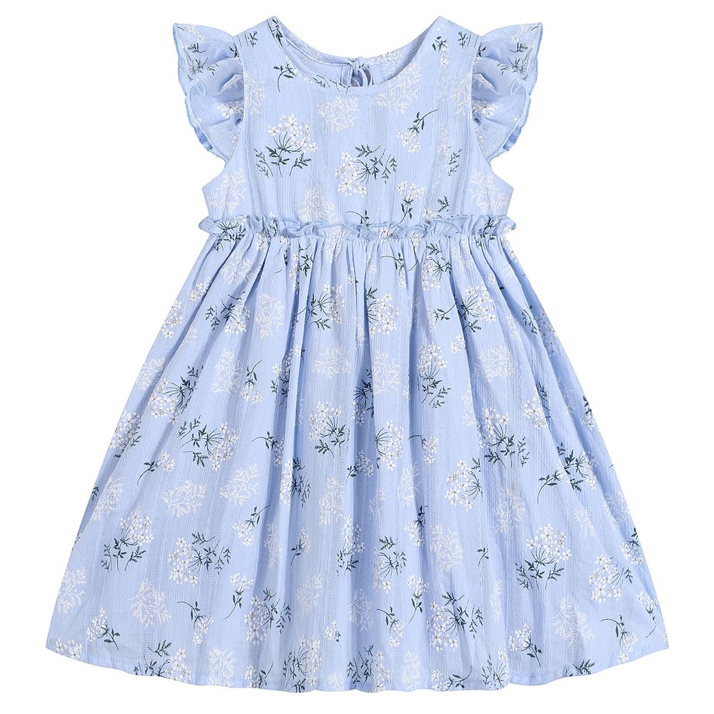Csbks Toddler Baby Girls' Sundress with Ruffle Halter Sleeveless and Swing Dress Blue Floral 120