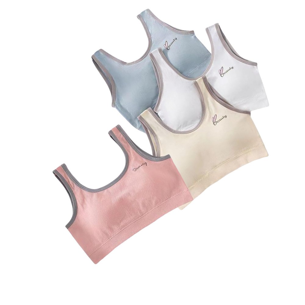 Girls Training Bra,Beginner Bras for Girls with Pads,Teen Bras for Girls Ages (US, Age, 10 Years, 12 Years, Mix Color 4pack)