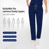 VIAOLI Scrubs for Women with Modern V-Neck Top & Straight Pants Scrubs Set - Athletic Nursing Uniform Workwear (Navy Blue,M,Medium) view 3