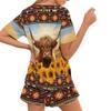 Xhuibop Aztec Tribal Pajamas for Women Size S Sunflower Highland Cow Women's Novelty Print Pajamas Set 2 Piece Summer Short Sleeve Sleepwear with Pockets view 3