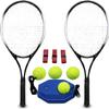 Magicorange Tennis Rackets for Adults 2 Players Recreational Tennis Racquet Set for Beginners and Professional with 4 Tennis Balls, 3 Overgrips, 1 Bag (Black) view 1