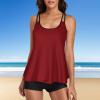 ZYXTIM Womens Athletic 3 Piece Tankini Swimsuits with Shorts Swim Tank Tops with Sports Bra and Boyshorts Bathing Suits A-red view 2