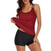 ZYXTIM Womens Athletic 3 Piece Tankini Swimsuits with Shorts Swim Tank Tops with Sports Bra and Boyshorts Bathing Suits A-red view 3